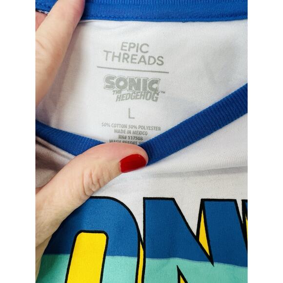 Kids Sonic Shirt Size Large Blue And Yellow - Picture 3 of 5